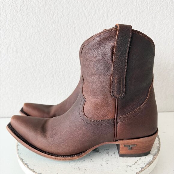 Lane EMMA JANE Womens Cowboy Bootie 9.5 Cognac Brown Western Cowgirl Short Boots - Picture 4 of 11